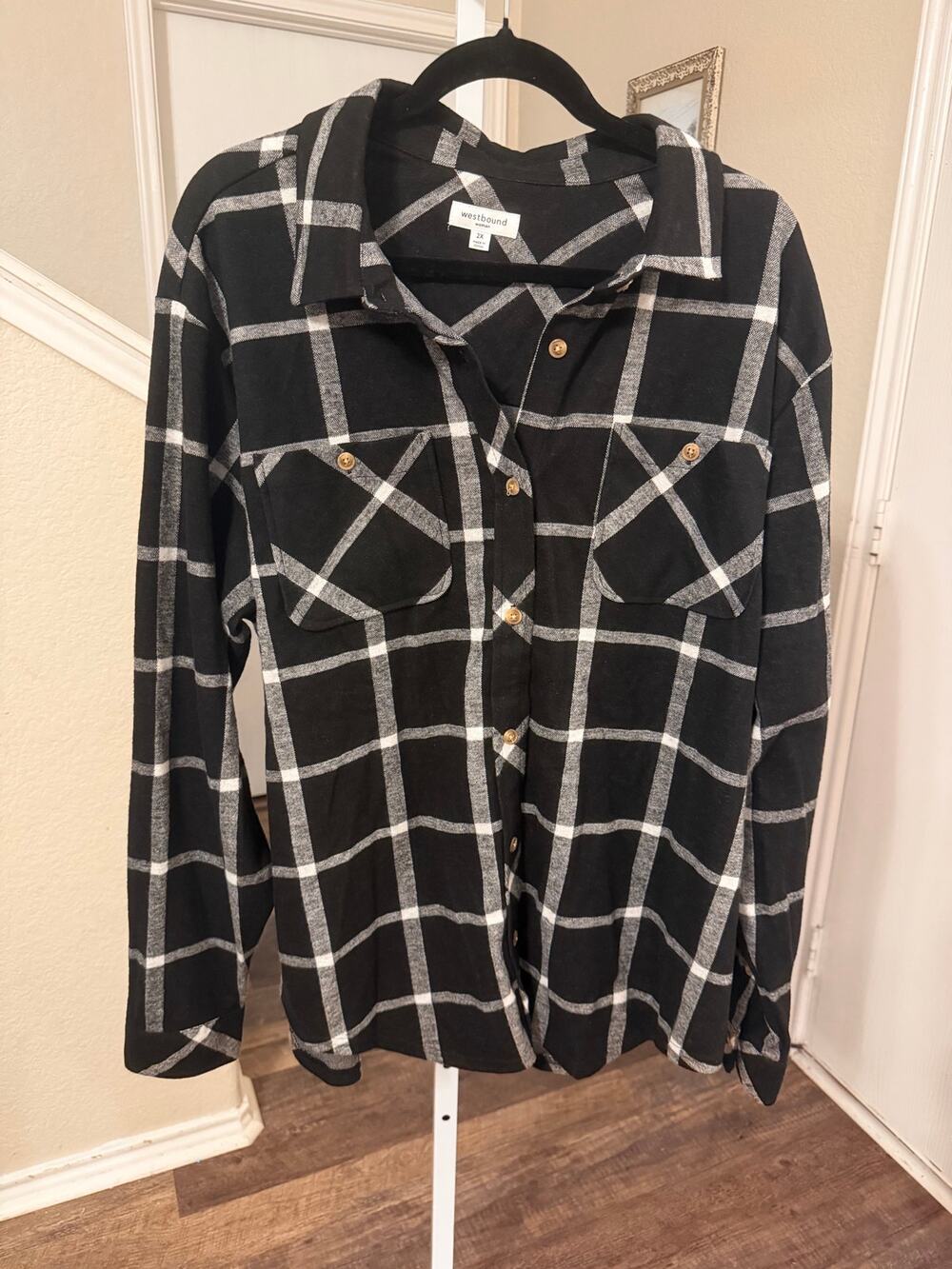 Westbound Women's Checkered Button Down Top Size 2X NWT